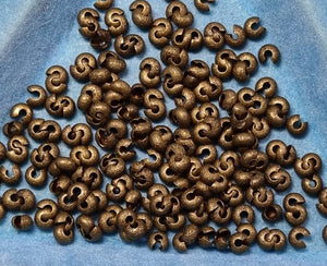 CRIMP BEAD COVERS -  - 3MM BRASS - ANTIQUE BRONZE