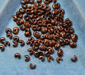 CRIMP BEAD COVERS -  - 3MM BRASS - RED COPPER