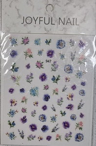NAIL ART STICKERS- SELF ADHESIVE - MIXED FLOWERS