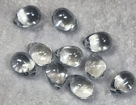 13.5 X 9.5MM GLASS TEARDROP - ELECTROPLATED - PALE SLATE BLUE AB