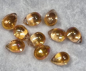 13.5 X 9.5MM GLASS TEARDROP - ELECTROPLATED - ORANGE AB