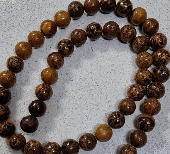 8MM NATURAL ELEPHANT SKIN JASPER/MIRIAM STONE BEADS