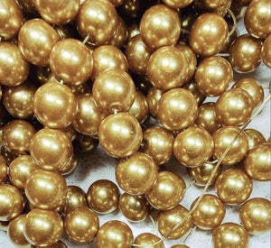 12MM GLASS ROUND PEARLS - GOLDEN ROD