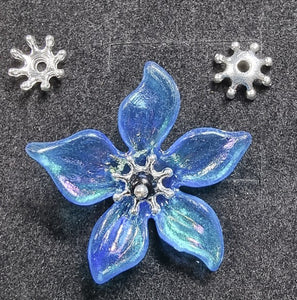 BEAD CAPS - ALLOY SILVER FLOWERS - 8X2.5MM
