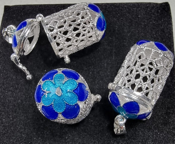 BEAD CAPS - ENAMEL - 28X18.5X14.5MM - BLUE