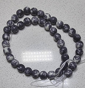 10MM SYNTHETIC OCEAN WHITE JADE - SLATE GREY/WHITE MOTTLE