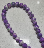 10MM SYNTHETIC OCEAN WHITE JADE - PURPLE/GREEN/WHITE MOTTLE