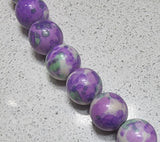 10MM SYNTHETIC OCEAN WHITE JADE - PURPLE/GREEN/WHITE MOTTLE