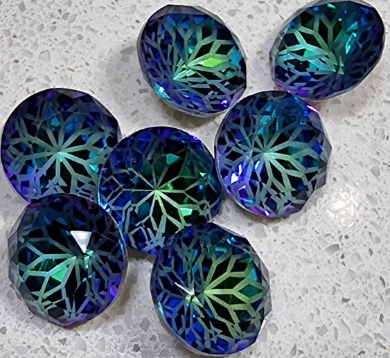 RIVOLI -10x6MM K9 GLASS RHINESTONE - FLOWER PATTERN - VITRAIL
