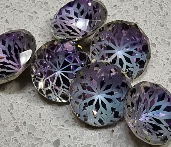 RIVOLI -10x6MM K9 GLASS RHINESTONE - FLOWER PATTERN - LAVENDER