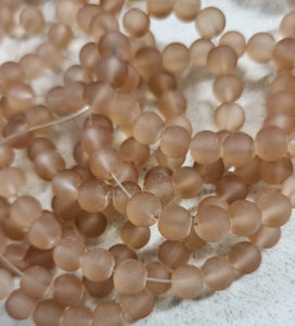8MM FROSTED GLASS BEADS - TRANSPARENT - LIGHT BROWN