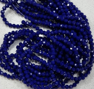 6MM GLASS FACETED BEADS - DARK BLUE