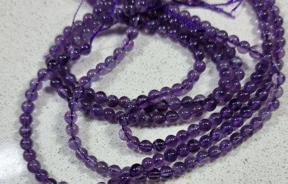 4MM NATURAL AMETHYST ROUND BEADS