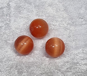 14MM GLASS BEADS - ROUND - CAT'S EYE - BURNT ORANGE