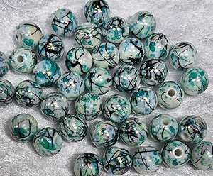10MM ACRYLIC BEADS - MOTTLED TURQUOISE