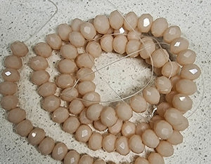 6MM GLASS FACETED OPAQUE RONDELLE BEADS - DUSKY PINK