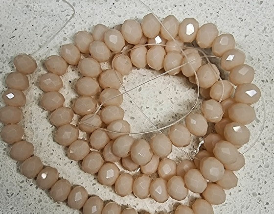 6MM GLASS FACETED OPAQUE RONDELLE BEADS - DUSKY PINK