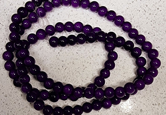 4MM-4.5MM ROUND GLASS BEAD STRANDS -DARK PURPLE