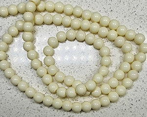 4MM-4.5MM ROUND GLASS BEAD STRANDS -CREAM