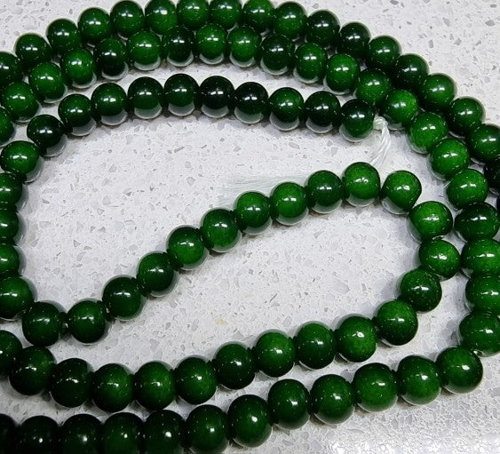 4MM-4.5MM ROUND GLASS BEAD STRANDS - DARK GREEN
