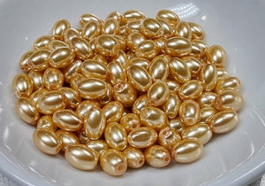 8MM X 5MM GLASS RICE PEARLS - PALE GOLD