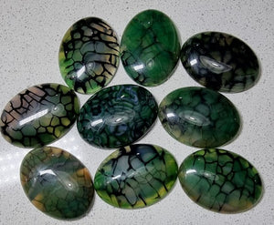 CABOCHONS 40 X 30 X 7MM OVAL NATURAL DRAGON VEIN - DARK CYAN