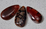 CABOCHON/PENDANT 30 X 15 X 5-7MM TEARDROP NATURAL DRAGON VEIN