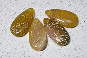 CABOCHON/PENDANT 30 X 15 X 5-7MM TEARDROP NATURAL DRAGON VEIN