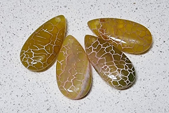 CABOCHON/PENDANT 30 X 15 X 5-7MM TEARDROP NATURAL DRAGON VEIN
