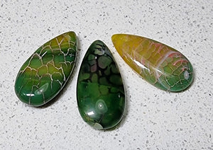 CABOCHON/PENDANT 30 X 15 X 5-7MM TEARDROP NATURAL DRAGON VEIN