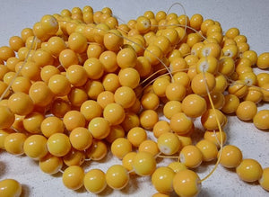 10MM GLASS BEADS - OPAQUE - DARK YELLOW