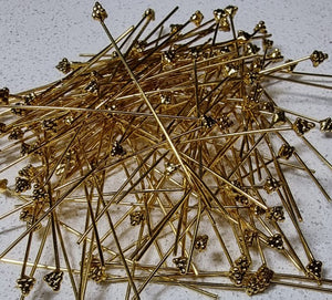 HEAD PINS - FANCY HEAD PINS - ANTIQUE GOLD