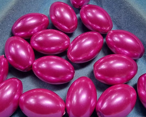14MM X 8MM GLASS RICE PEARLS - FUCHSIA