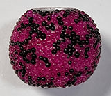15MM INDONESIAN ROUND BEADS - PURPLE/BLACK