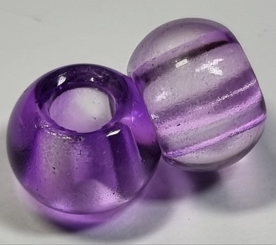 RONDELLES - 13-14MM H/MADE LAMPWORK GLASS BEADS- LIGHT PURPLE