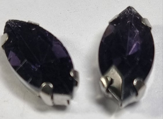 12x6MM GLASS RHINESTONE HORSE EYE MONTEE - DARK PURPLE