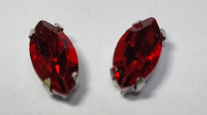 12x6MM GLASS RHINESTONE HORSE EYE MONTEE - RED