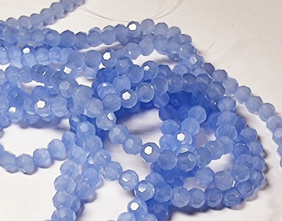 4MM GLASS ROUND FACETED BEADS - CORNFLOWER BLUE