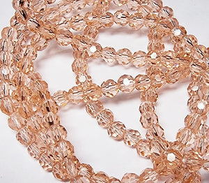 4MM GLASS ROUND FACETED BEADS - PINK