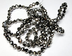 4MM GLASS ROUND FACETED BEADS - PLATINUM