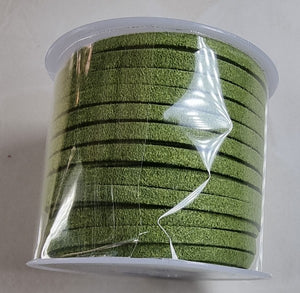 CORD - FAUX SUEDE  - 3 X 1.5MM -DARK WASABI COLOUR