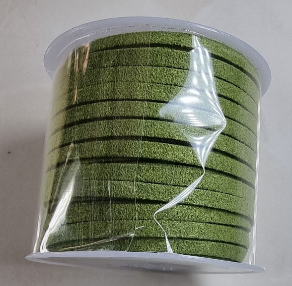 CORD - FAUX SUEDE  - 3 X 1.5MM -DARK WASABI COLOUR