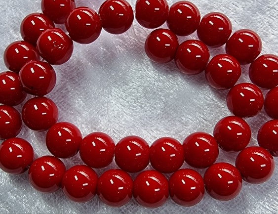 8MM GLASS BEADS - FIREBRICK RED