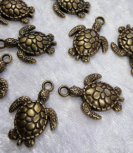CHARMS - TURTLES - 23 X 16MM ANTIQUE BRONZE COLOUR