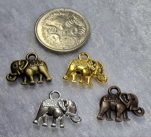 CHARMS - ELEPHANTS - 12 X1 4MM - MIXED COLOUR