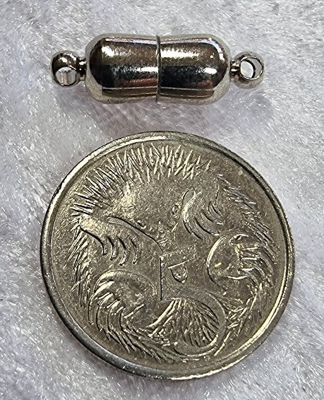 CLASPS - MAGNETIC - BRASS -17.5X6MM PLATINUM COLOUR