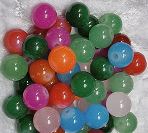 12MM GLASS BEADS - 20 PER PACKET - MIXED COLOURS