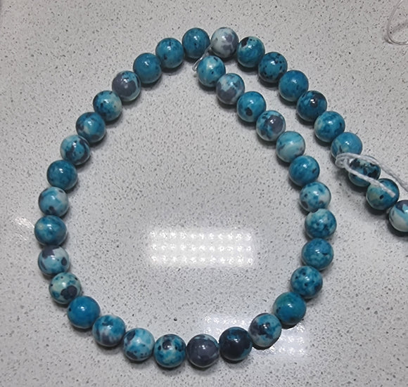 10MM SYNTHETIC OCEAN WHITE JADE - BLUE/GRAY/WHITE MOTTLE