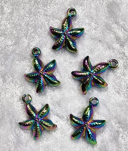 CHARMS - STARFISH - 19 X 15 X 4MM - ION PLATED RAINBOW