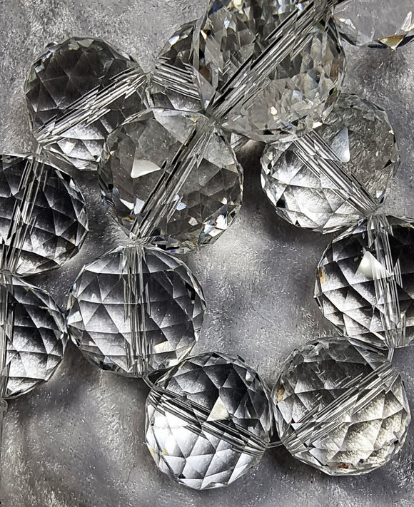 19.5MM ROUND - FACETED GLASS - CLEAR